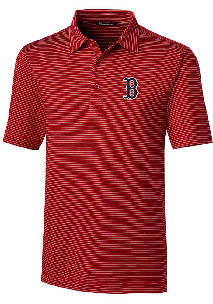 Boston Red Sox Cutter & Buck Forge Pencil Stripe Stretch Mens Polo