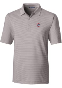 Cutter and Buck Chicago Cubs Mens Grey Forge Pencil Stripe Short Sleeve Polo