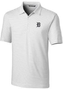 Cutter and Buck Detroit Tigers Mens White Forge Pencil Stripe Short Sleeve Polo