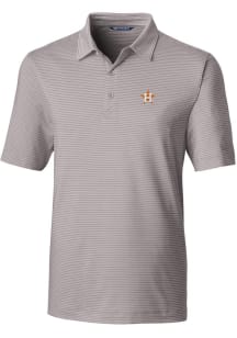 Cutter and Buck Houston Astros Mens Grey Forge Pencil Stripe Short Sleeve Polo