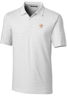 Cutter and Buck Houston Astros Mens White Forge Pencil Stripe Short Sleeve Polo