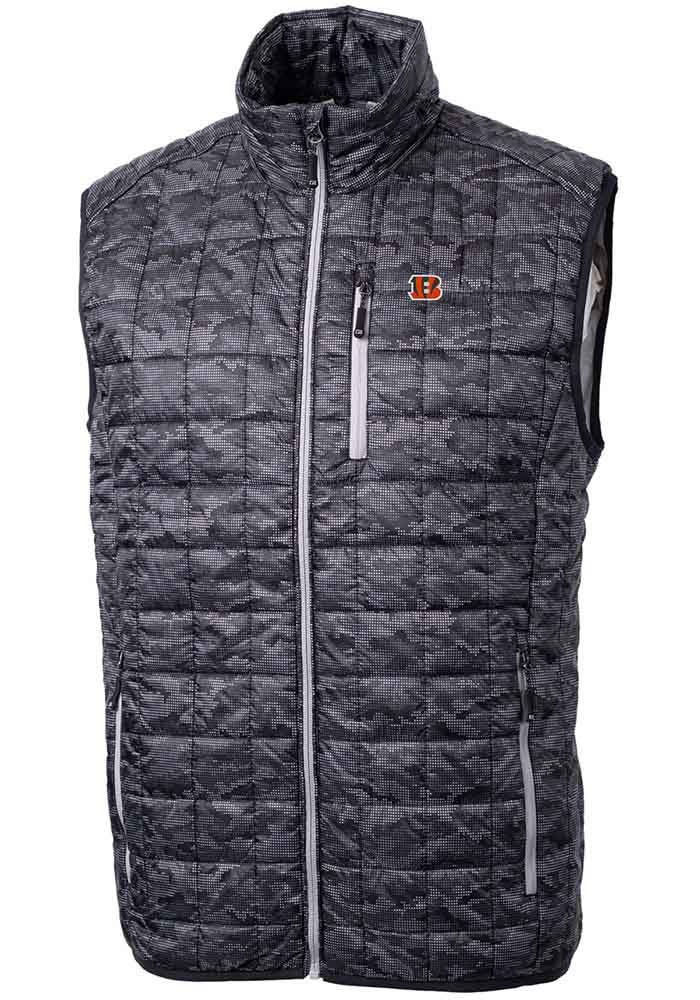 Cutter and Buck Cincinnati Bengals Mens Black Rainier PrimaLoft Printed Sleeveless Jacket