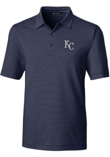 Cutter and Buck Kansas City Royals Mens Navy Blue Forge Pencil Stripe Short Sleeve Polo