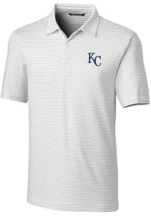Cutter and Buck Kansas City Royals Mens White Forge Pencil Stripe Short Sleeve Polo