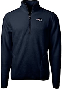 Cutter and Buck New England Patriots Mens Navy Blue Cascade Sherpa Long Sleeve Qtr Zip Pullover