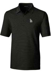 Cutter and Buck Los Angeles Dodgers Mens Black Forge Pencil Stripe Short Sleeve Polo