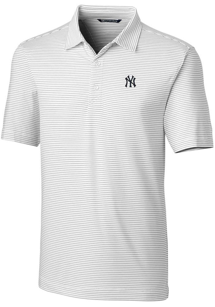 New York Yankees Cutter and Buck Womens White Advantage Pique Short Sleeve  Polo