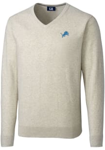 Cutter and Buck Detroit Lions Mens Oatmeal Lakemont Long Sleeve Sweater