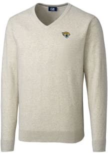 Cutter and Buck Jacksonville Jaguars Mens Oatmeal Lakemont Long Sleeve Sweater