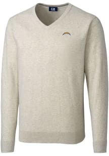 Cutter and Buck Los Angeles Chargers Mens Oatmeal Lakemont Long Sleeve Sweater
