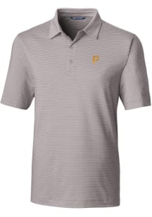 Cutter and Buck Pittsburgh Pirates Mens Grey Forge Pencil Stripe Short Sleeve Polo