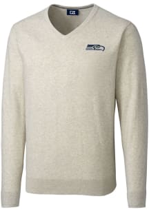 Cutter and Buck Seattle Seahawks Mens Oatmeal Lakemont Long Sleeve Sweater