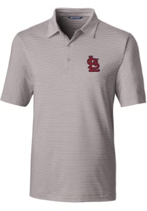Cutter and Buck St Louis Cardinals Mens Grey Forge Pencil Stripe Short Sleeve Polo