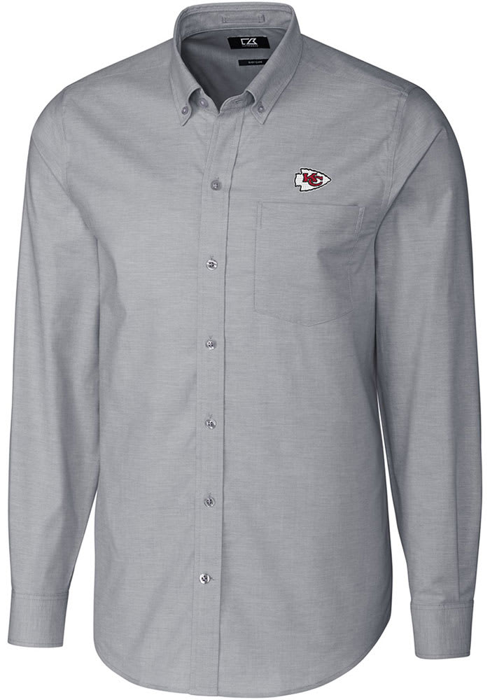 kansas city chiefs dress shirt Cutter & Buck Kansas City Chiefs Easy Care Stretch Oxford Mens Long Sleeve Button Down Shirt in Charcoal