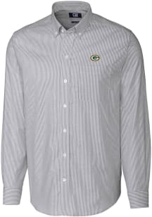 Cutter and Buck Green Bay Packers Mens Charcoal Stretch Oxford Long Sleeve Dress Shirt