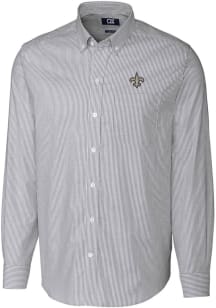 Cutter and Buck New Orleans Saints Mens Charcoal Stretch Oxford Stripe Long Sleeve Dress Shirt