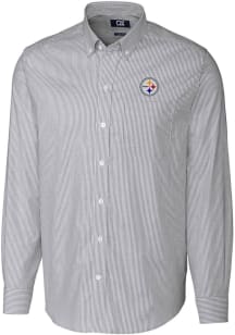 Cutter and Buck Pittsburgh Steelers Mens Charcoal Stretch Oxford Long Sleeve Dress Shirt