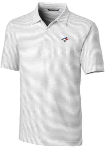 Cutter and Buck Toronto Blue Jays Mens White Forge Pencil Stripe Short Sleeve Polo