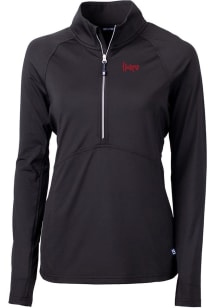 Womens Nebraska Cornhuskers Black Cutter and Buck Adapt Qtr Zip Pullover