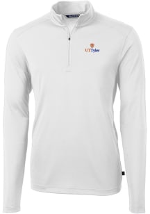 Cutter and Buck UT Tyler Patriots Mens White Virtue Long Sleeve 1/4 Zip Pullover
