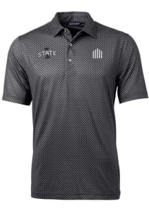 Cutter and Buck Iowa State Cyclones Mens Black Pike Banner Print Short Sleeve Polo