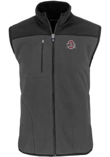 Mens Ohio State Buckeyes Grey Cutter and Buck Cascade Sherpa Vest