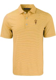 Cutter and Buck Arizona State Sun Devils Mens Gold Forge Double Stripe Short Sleeve Polo