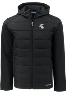 Mens Michigan State Spartans Black Cutter and Buck Evoke Hood Heavyweight Jacket