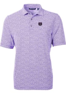 Cutter and Buck Central Arkansas Bears Mens Purple Virtue Botantical Print Short Sleeve Polo