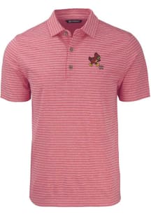 Cutter and Buck Iowa State Cyclones Mens Red Forge Heather Stripe Short Sleeve Polo