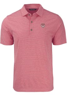 Cutter and Buck Temple Owls Mens Red Forge Heather Stripe Short Sleeve Polo