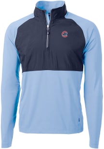 Cutter and Buck Chicago Cubs Mens Light Blue Adapt Long Sleeve 1/4 Zip Pullover