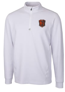 Cutter and Buck Cleveland Browns Mens White Traverse Long Sleeve 1/4 Zip Pullover