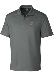 Cutter and Buck Chicago Cubs Mens Grey Drytec Genre Textured Short Sleeve Polo