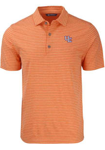 Cutter and Buck Evansville Purple Aces Mens Orange Forge Heather Stripe Short Sleeve Polo