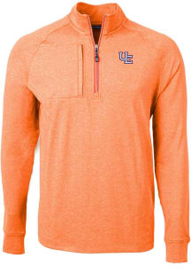 Cutter and Buck Evansville Purple Aces Mens Orange Adapt Heathered Long Sleeve 1/4 Zip Pullover