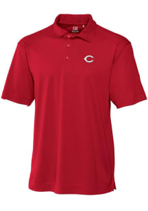 Cutter and Buck Cincinnati Reds Mens Red Drytec Genre Textured Short Sleeve Polo