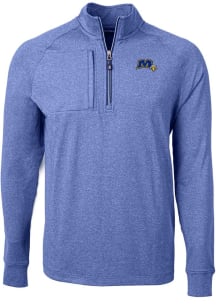Cutter and Buck Morehead State Eagles Mens Blue Adapt Heathered Long Sleeve 1/4 Zip Pullover