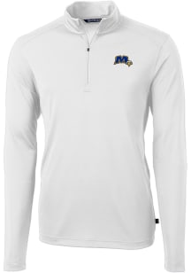 Cutter and Buck Morehead State Eagles Mens White Virtue Long Sleeve 1/4 Zip Pullover