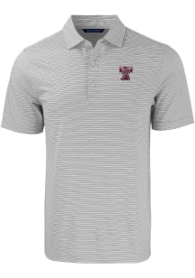 Cutter and Buck Texas A&amp;M Aggies Mens Grey Forge Double Stripe Short Sleeve Polo