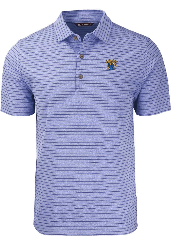 Cutter and Buck Kentucky Wildcats Mens Blue Forge Heather Stripe Design Short Sleeve Polo