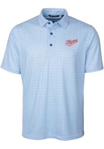 Cutter and Buck Dayton Flyers Mens Blue Pike Double Dot Short Sleeve Polo