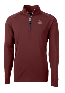 Cutter and Buck Transylvania Pioneers Mens Maroon Adapt Stretch Long Sleeve Qtr Zip Pullover