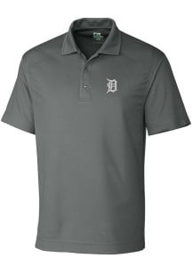 Cutter and Buck Detroit Tigers Mens Grey Drytec Genre Textured Short Sleeve Polo