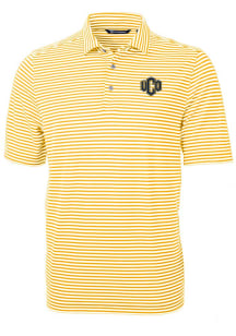 Cutter and Buck Central Oklahoma Bronchos Mens Yellow Virtue Stripe Short Sleeve Polo
