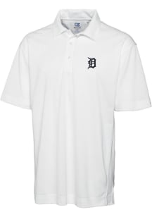 Cutter and Buck Detroit Tigers Mens White Drytec Genre Textured Short Sleeve Polo