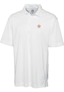 Cutter and Buck Houston Astros Mens White Drytec Genre Textured Short Sleeve Polo