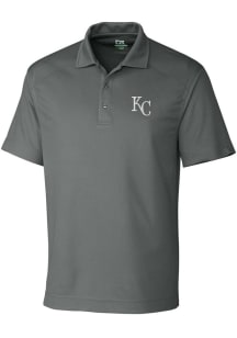 Cutter and Buck Kansas City Royals Mens Grey Drytec Genre Textured Short Sleeve Polo