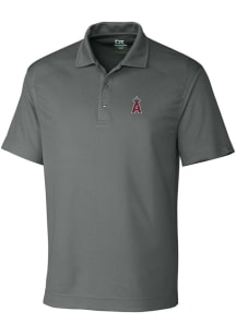 Cutter and Buck Los Angeles Angels Mens Grey Drytec Genre Textured Short Sleeve Polo