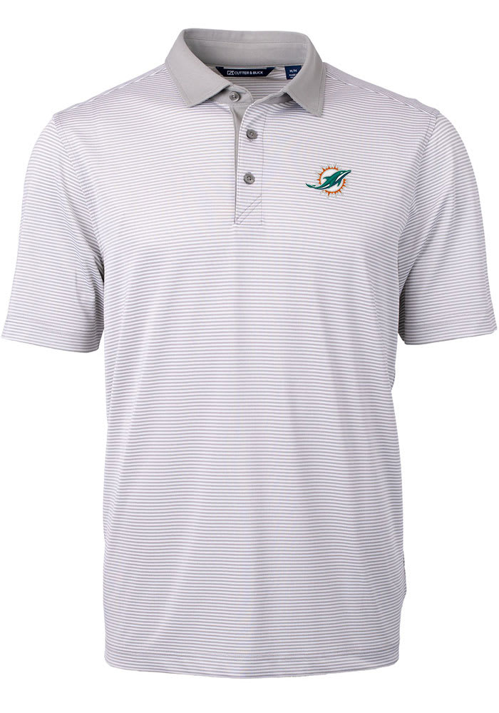 Men's Cutter & Buck Gray Miami Dolphins Big Tall Virtue Eco Pique Recycled Polo